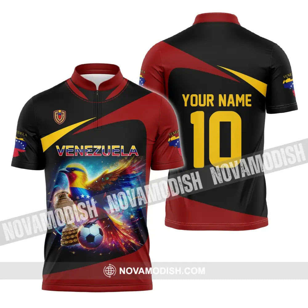 Unisex Shirt - Custom Name And Number Copa 2024 Cup Sport Venezuela Team Zipper Polo / S T-Shirt