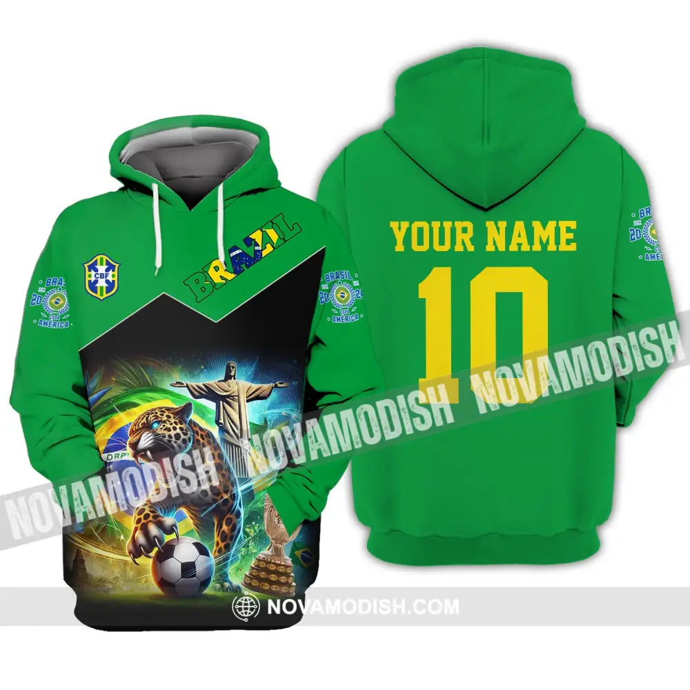 Unisex Shirt - Custom Name And Number Copa 2024 Sport Brazil Team Hoodie / S T-Shirt