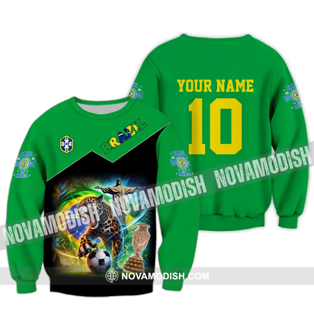 Unisex Shirt - Custom Name And Number Copa 2024 Sport Brazil Team Long Sleeve / S T-Shirt