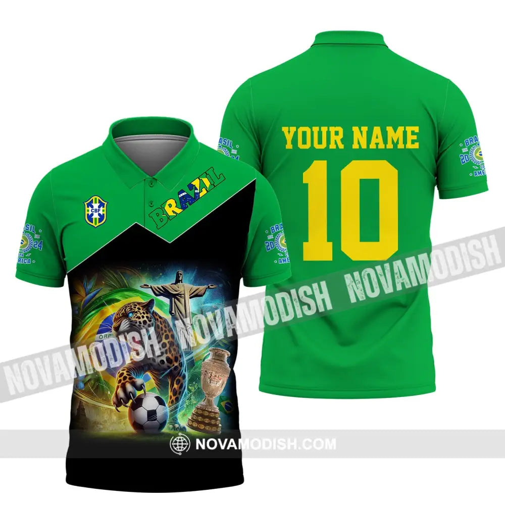 Unisex Shirt - Custom Name And Number Copa 2024 Sport Brazil Team Polo / S T-Shirt