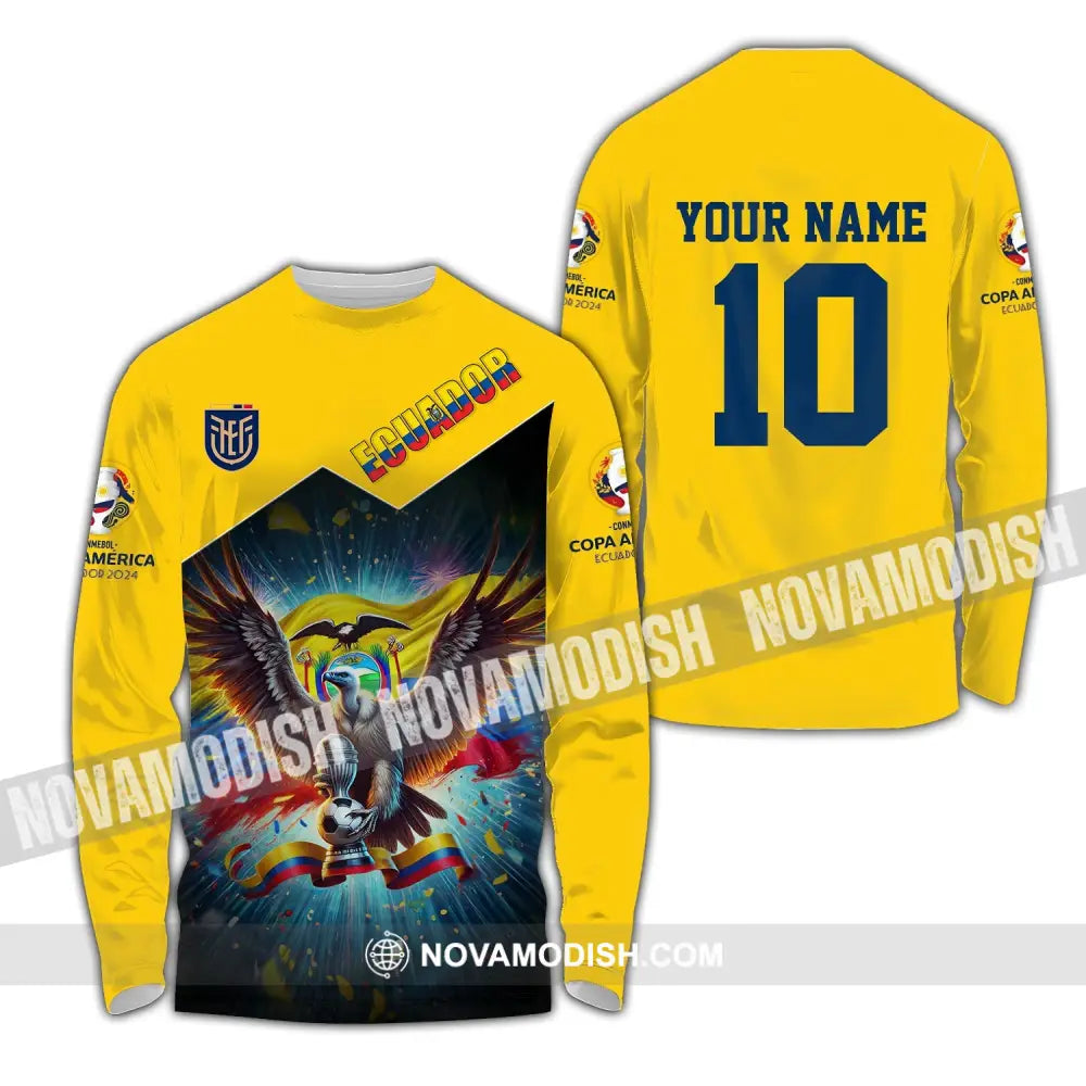 Unisex Shirt - Custom Name And Number Copa 2024 Sport Ecuador Team Long Sleeve / S T-Shirt