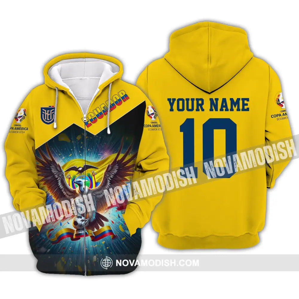 Unisex Shirt - Custom Name And Number Copa 2024 Sport Ecuador Team Zipper Hoodie / S T-Shirt