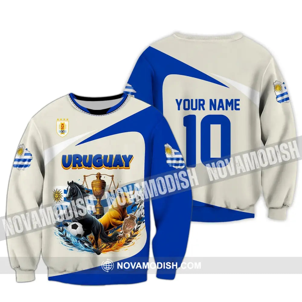 Unisex Shirt - Custom Name And Number Copa 2024 Sport Uruguay Flag Color Long Sleeve / S T-Shirt