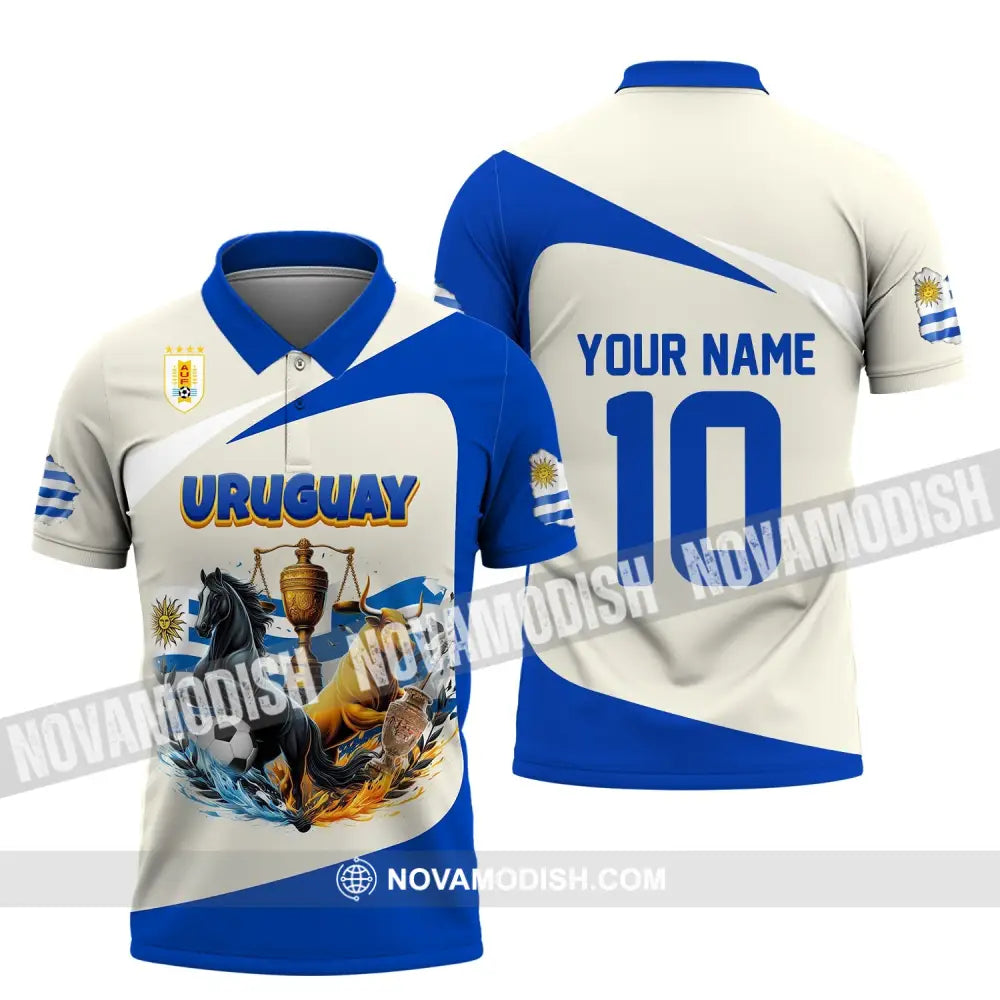 Unisex Shirt - Custom Name And Number Copa 2024 Sport Uruguay Flag Color Polo / S T-Shirt