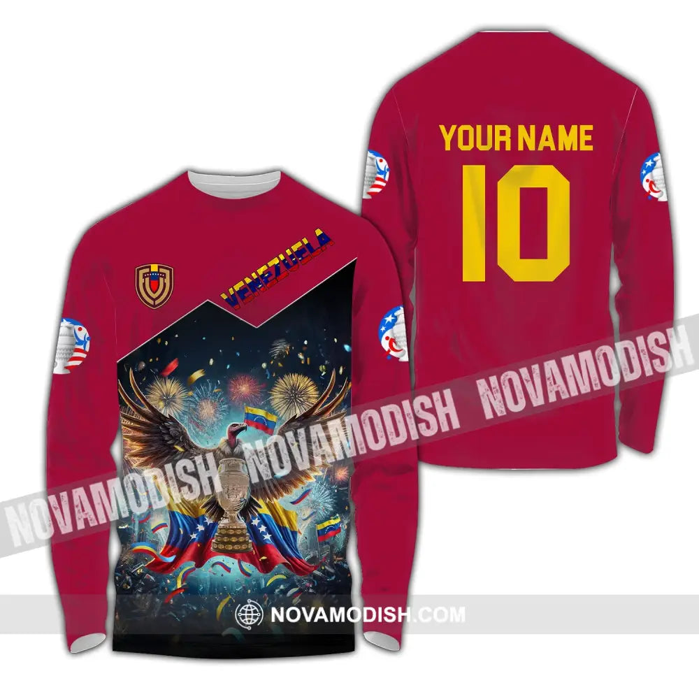 Unisex Shirt - Custom Name And Number Copa 2024 Sport Venezuela Team Long Sleeve / S T-Shirt