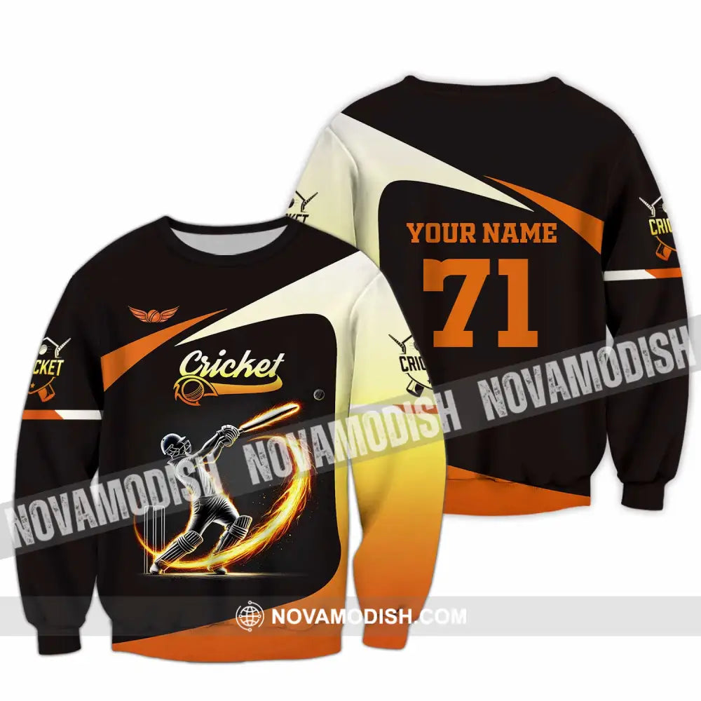 Unisex Shirt Custom Name And Number Cricket Ball Hoodie Long Sleeve / S T-Shirt