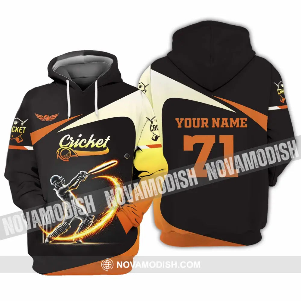 Unisex Shirt Custom Name And Number Cricket Ball Hoodie / S T-Shirt