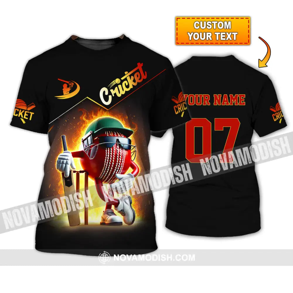 Unisex Shirt Custom Name And Number Cricket Ball Lover Gift T-Shirt