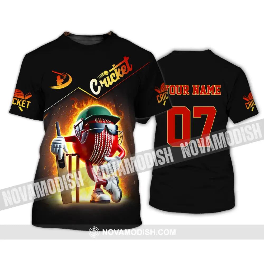 Unisex Shirt Custom Name And Number Cricket Ball Lover Gift T-Shirt / S T-Shirt