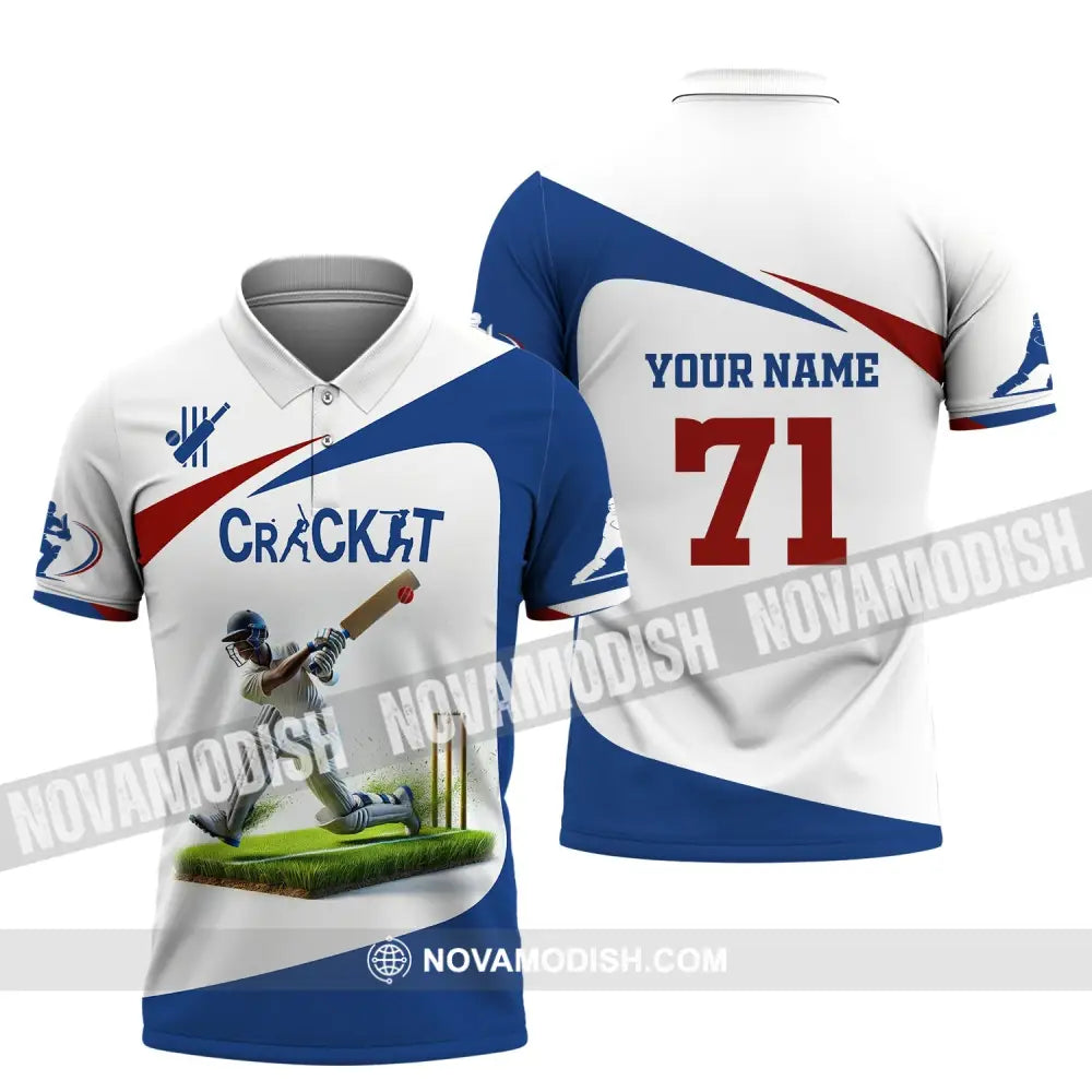 Unisex Shirt Custom Name And Number Cricket Ball Polo Long Sleeve T-Shirt / S T-Shirt