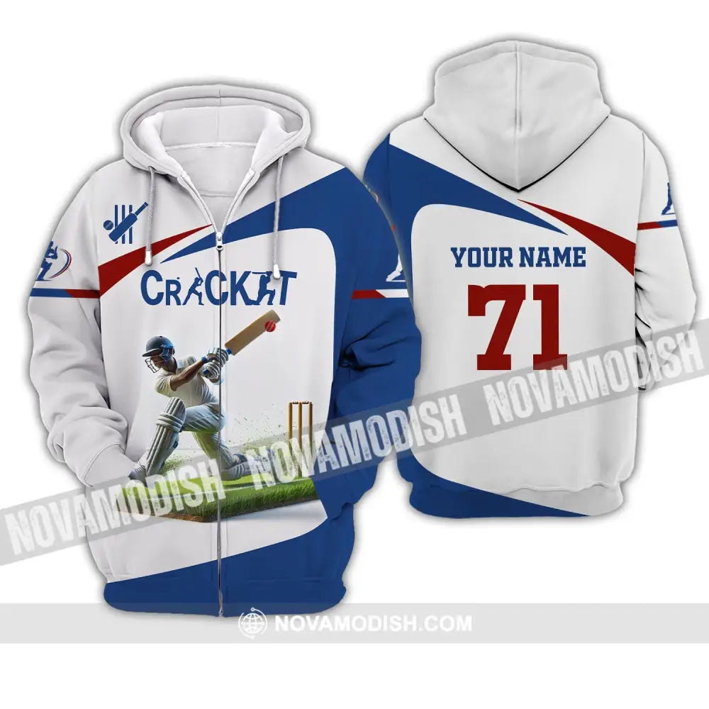 Unisex Shirt Custom Name And Number Cricket Ball Polo Long Sleeve T-Shirt Zipper Hoodie / S T-Shirt