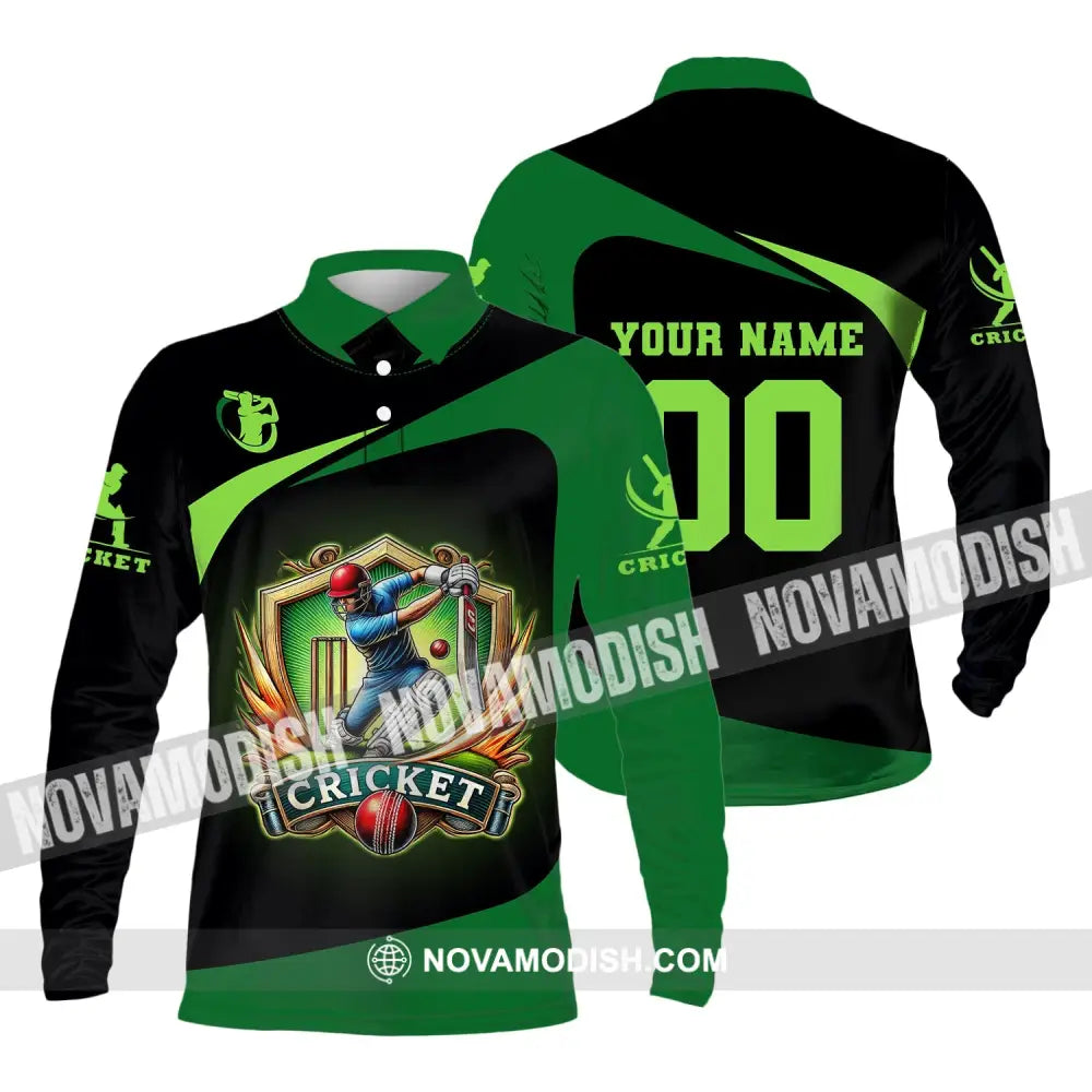 Unisex Shirt Custom Name And Number Cricket Lover Hoodie Polo Long Sleeve Gift For Players / S