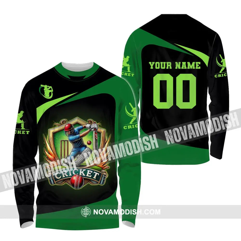 Unisex Shirt Custom Name And Number Cricket Lover Hoodie Polo Long Sleeve Gift For Players / S