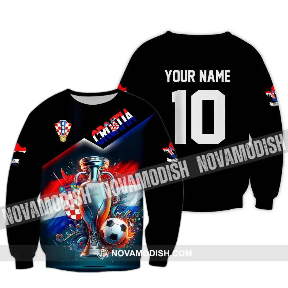 Unisex Shirt Custom Name And Number Croatia Football Polo Euro 2024 Hoodie Long Sleeve / S T-Shirt