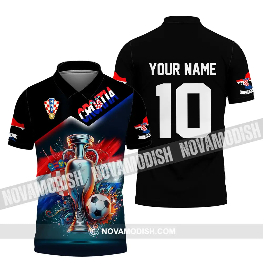 Unisex Shirt Custom Name And Number Croatia Football Polo Euro 2024 Hoodie Long Sleeve / S T-Shirt