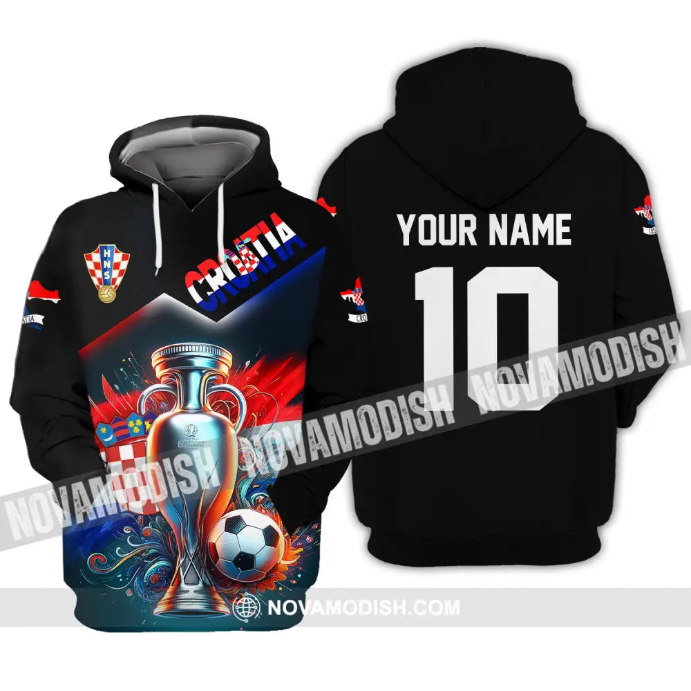 Unisex Shirt Custom Name And Number Croatia Football Polo Euro 2024 Hoodie Long Sleeve / S T-Shirt