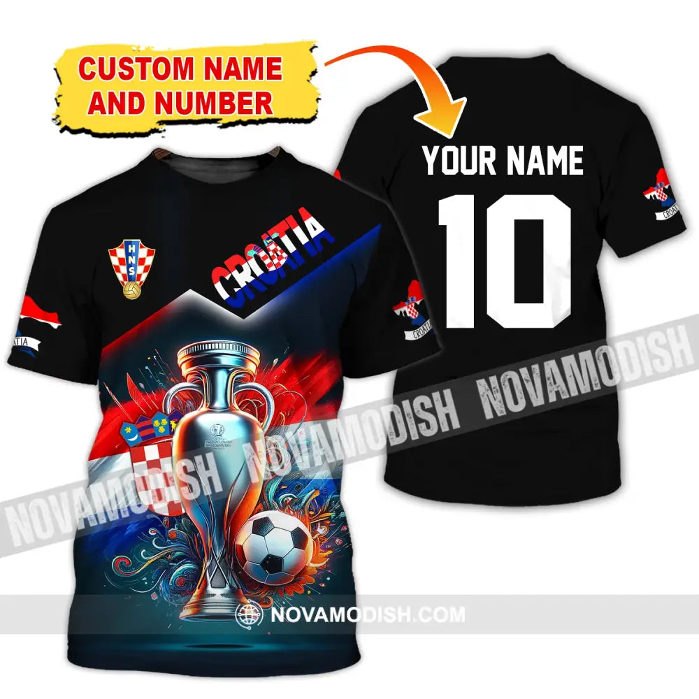 Unisex Shirt Custom Name And Number Croatia Football Polo Euro 2024 Hoodie Long Sleeve T-Shirt