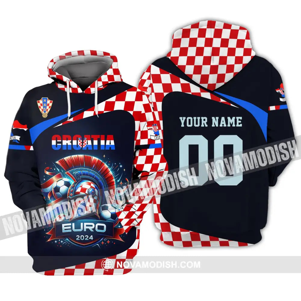 Unisex Shirt Custom Name And Number Croatia Football Polo Long Sleeve Euro 2024 Hoodie / S T-Shirt