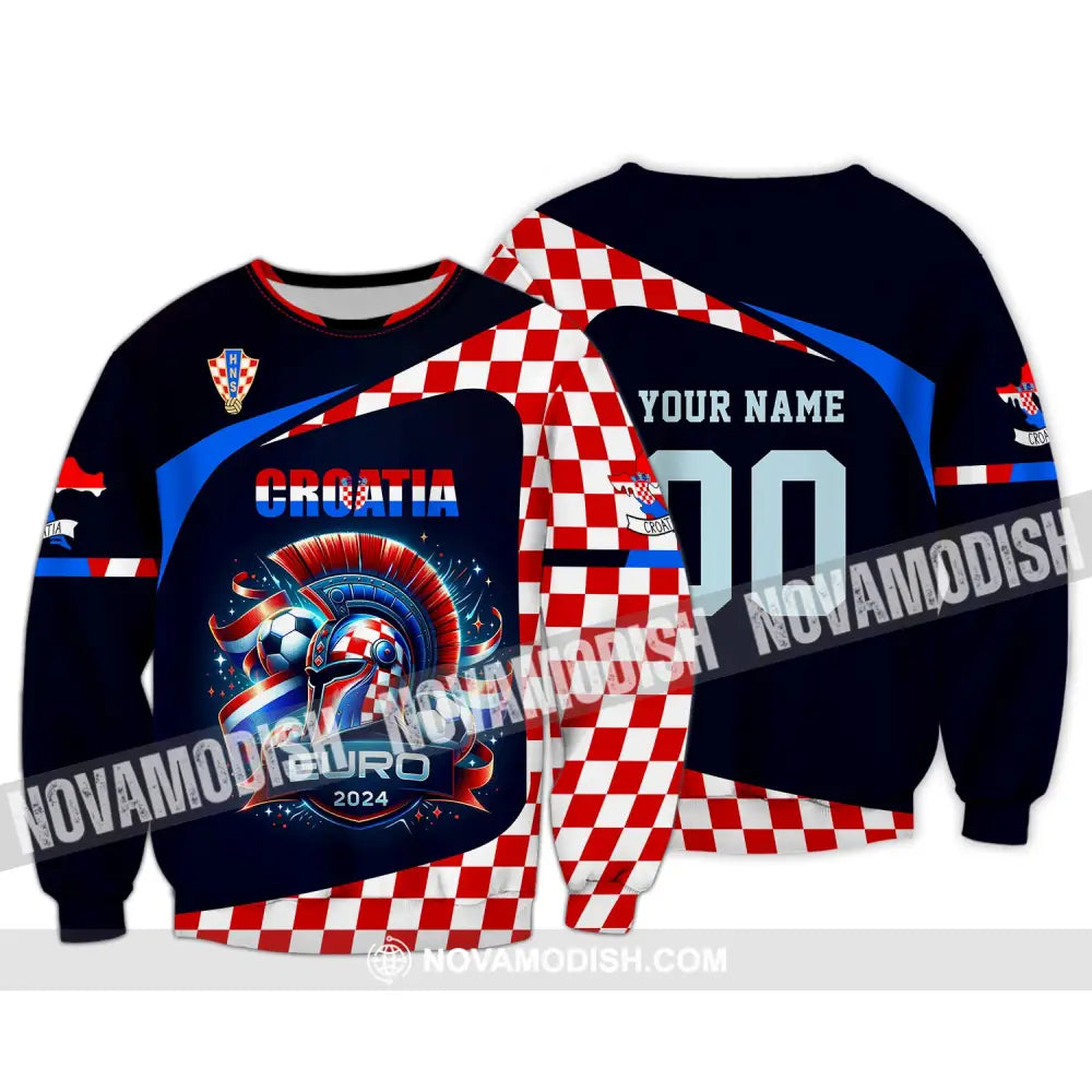 Unisex Shirt Custom Name And Number Croatia Football Polo Long Sleeve Euro 2024 / S T-Shirt