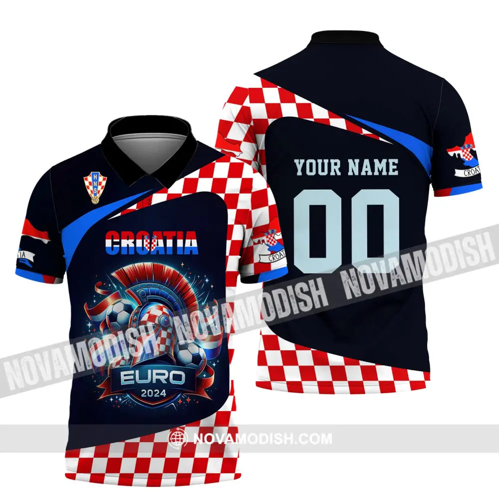 Unisex Shirt Custom Name And Number Croatia Football Polo Long Sleeve Euro 2024 / S T-Shirt