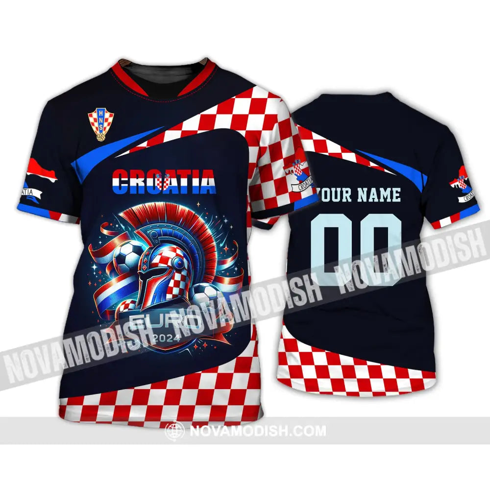 Unisex Shirt Custom Name And Number Croatia Football Polo Long Sleeve Euro 2024 T-Shirt / S