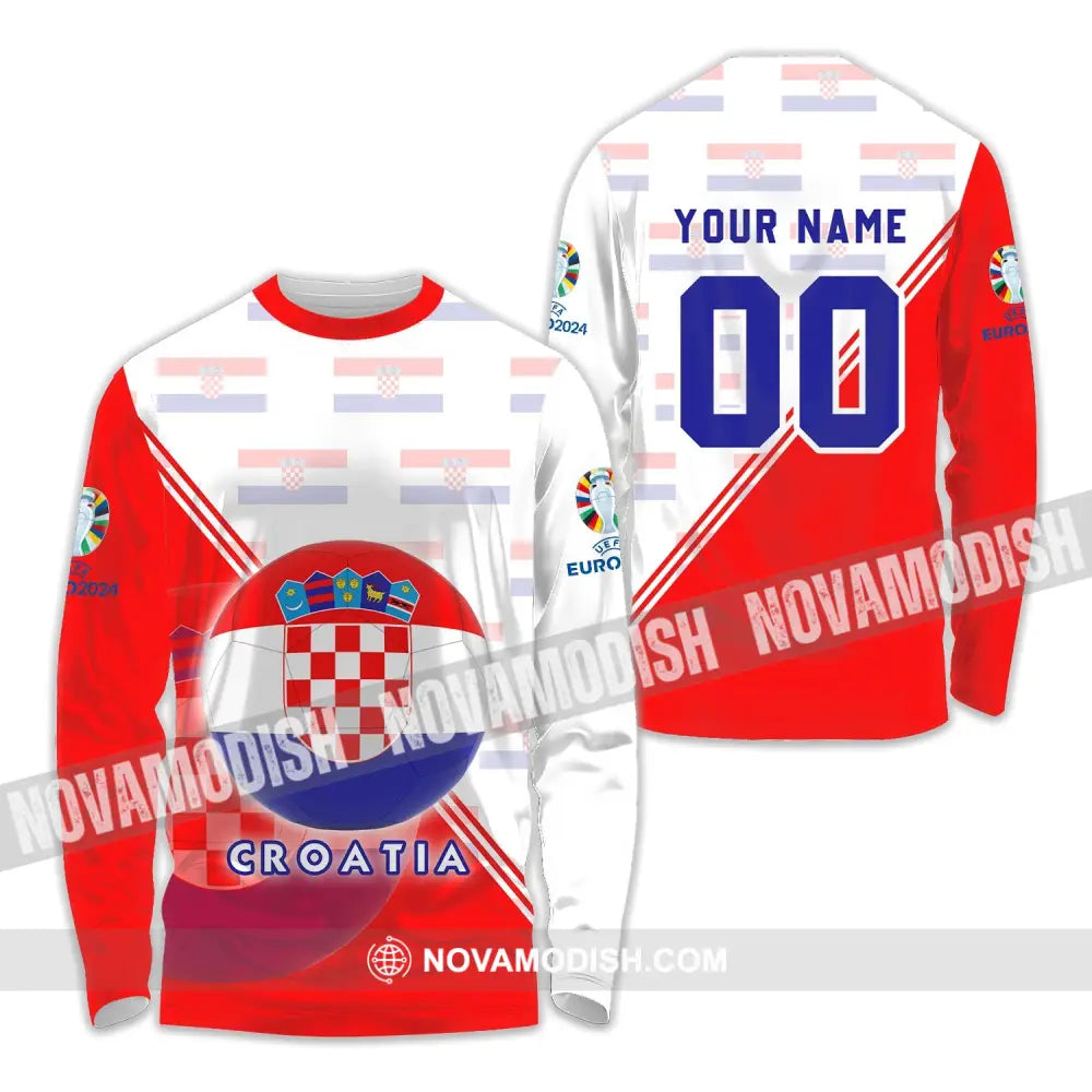 Unisex Shirt - Custom Name And Number Croatia National Team Euro 2024 Shirt Long Sleeve Shirt / S T-shirt