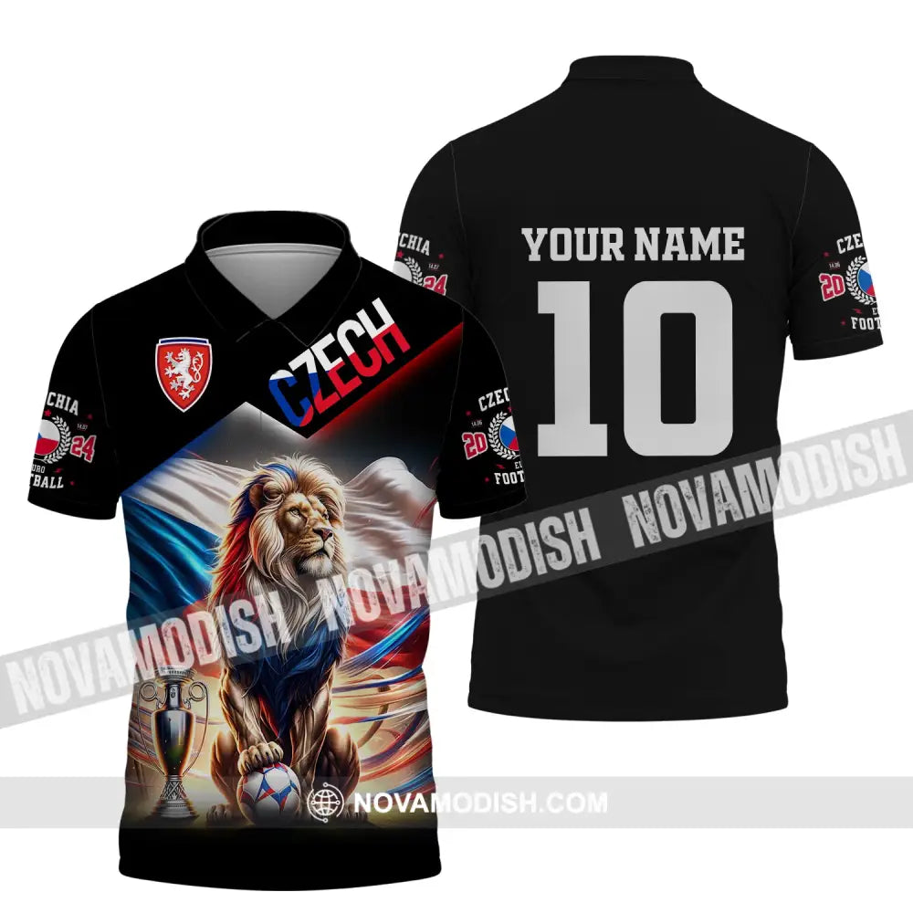 Unisex Shirt Custom Name And Number Czech Football Euro 2024 Polo Long Sleeve / S T-Shirt