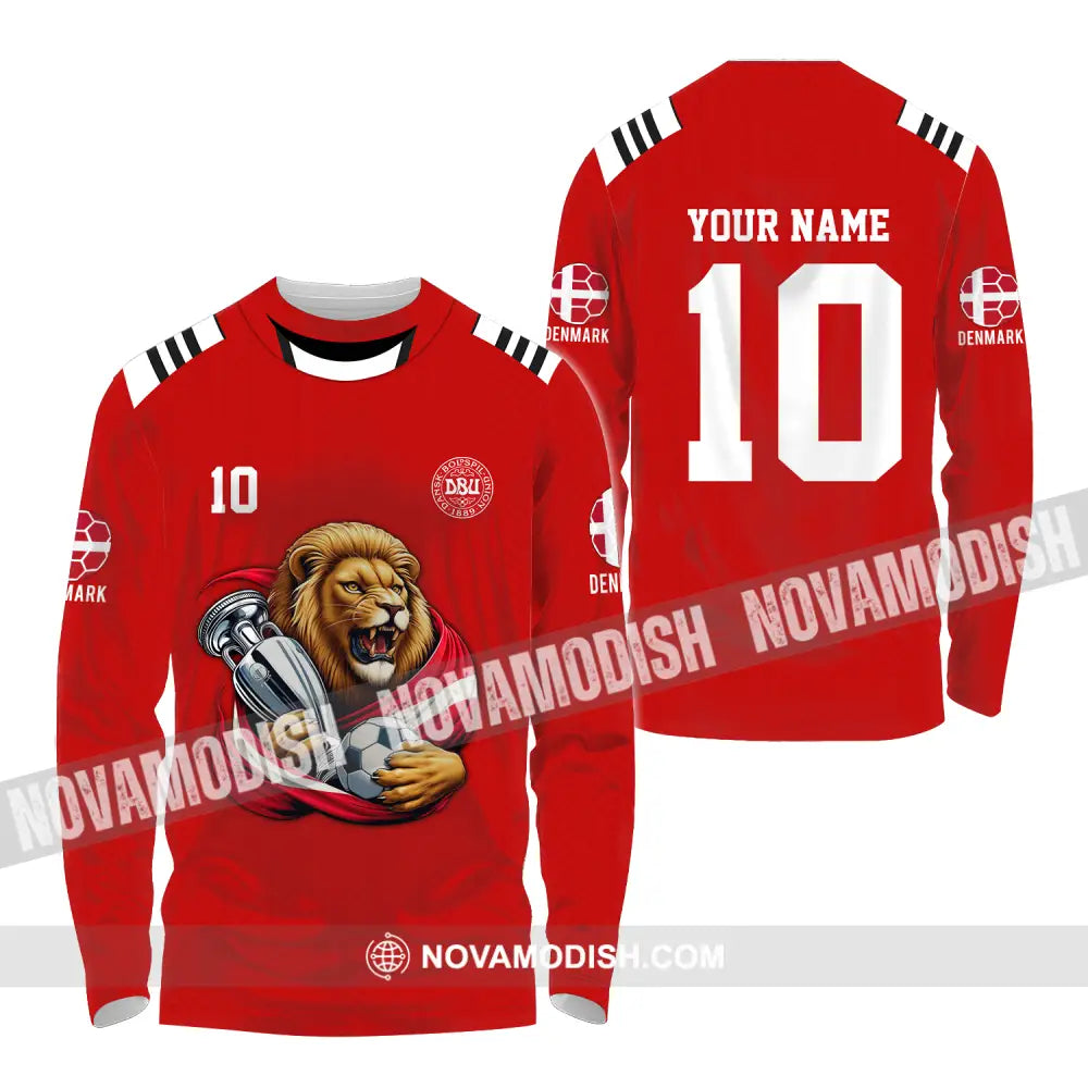 Unisex Shirt - Custom Name And Number Denmark Euro 2024 Football Polo Long Sleeve / S T-Shirt