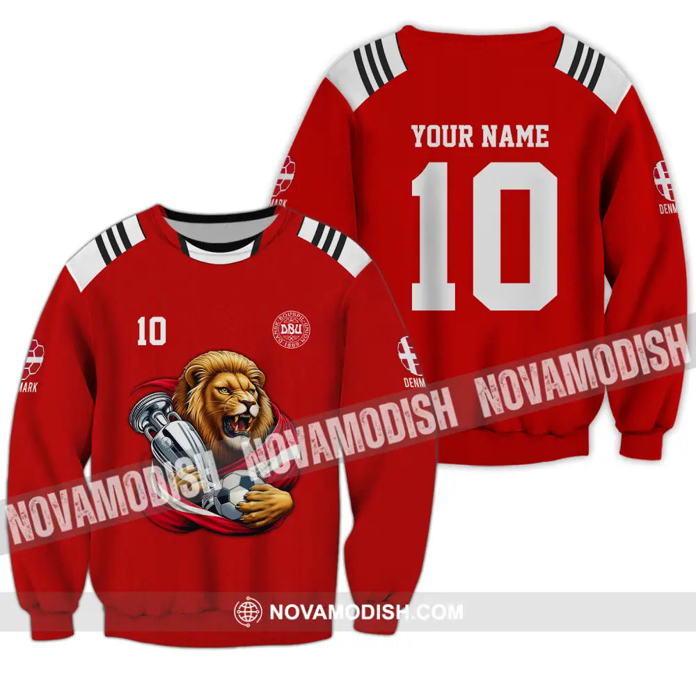 Unisex Shirt - Custom Name And Number Denmark Euro 2024 Football Polo Long Sleeve / S T-Shirt