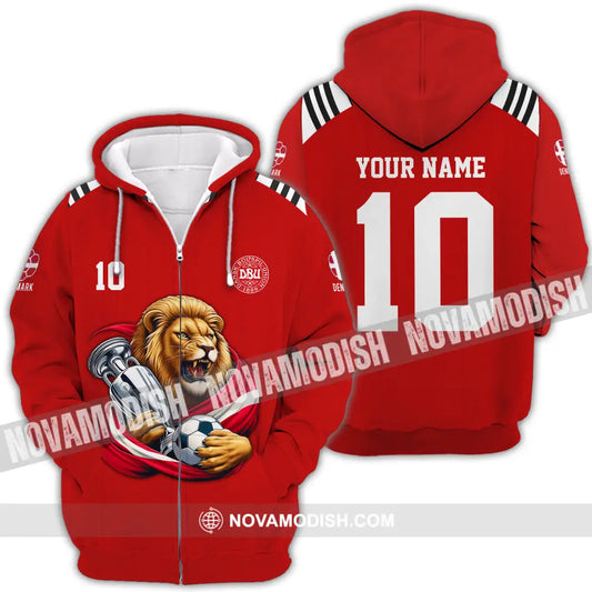 Unisex Shirt - Custom Name And Number Denmark Euro 2024 Football Polo Zipper Hoodie / S T-Shirt