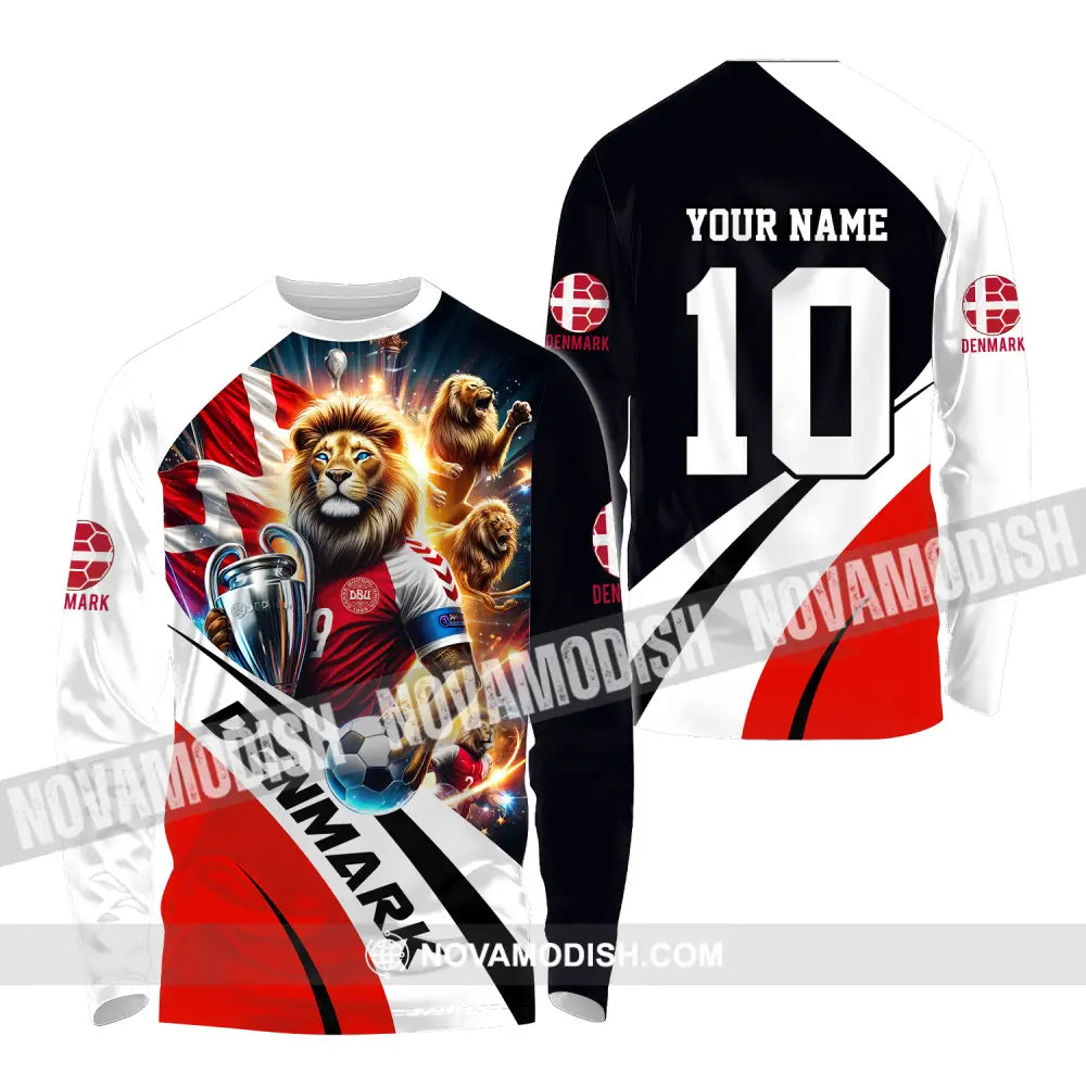 Unisex Shirt - Custom Name And Number Denmark Euro 2024 National Team Long Sleeve / S T-Shirt