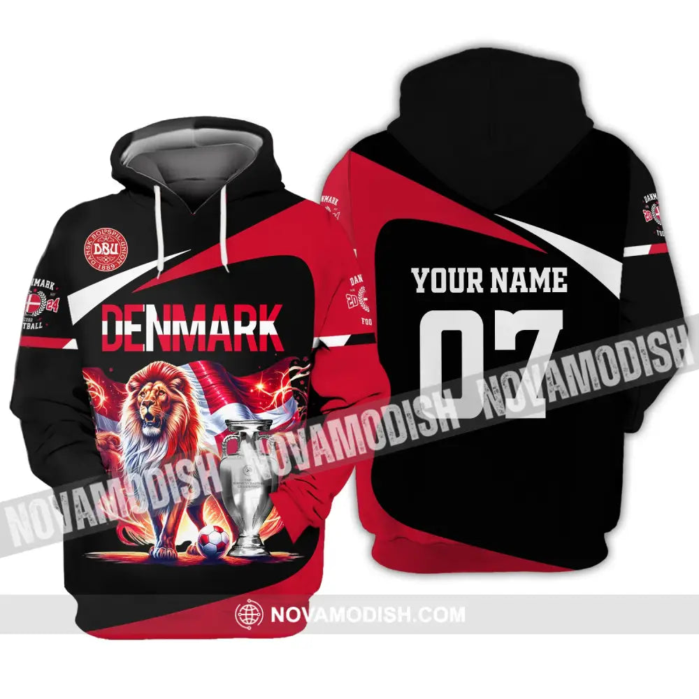 Unisex Shirt Custom Name And Number Denmark Football Euro 2024 Polo Long Sleeve Hoodie / S T-Shirt