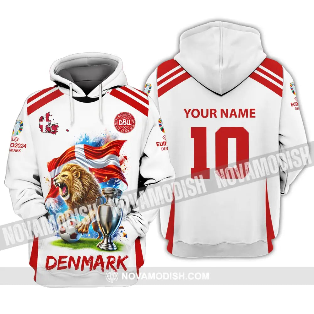 Unisex Shirt Custom Name And Number Denmark Football Euro 2024 Polo Long Sleeve Hoodie / S T-Shirt