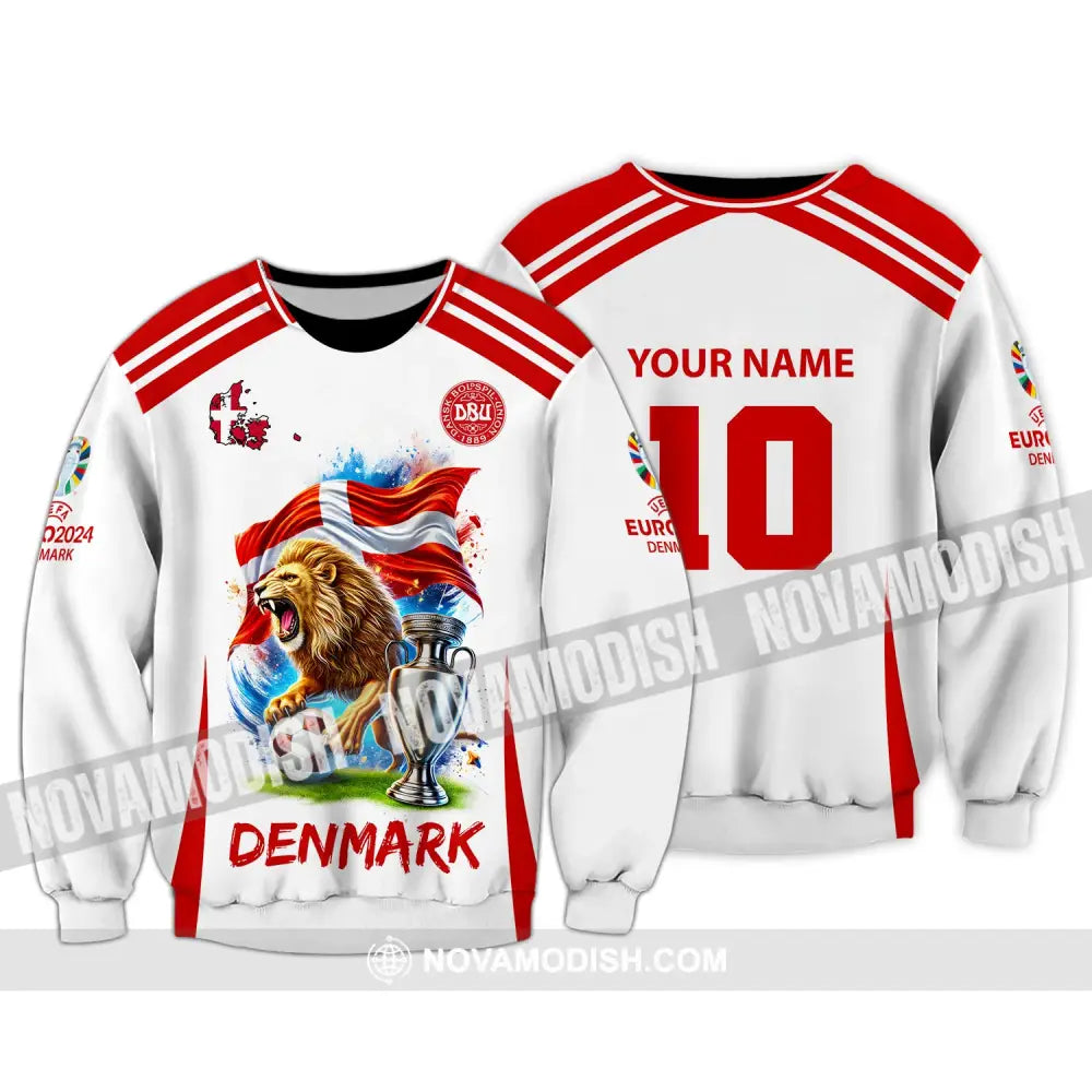 Unisex Shirt Custom Name And Number Denmark Football Euro 2024 Polo Long Sleeve / S T-Shirt