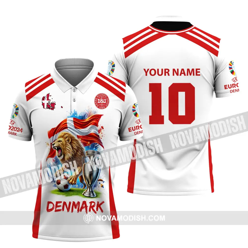 Unisex Shirt Custom Name And Number Denmark Football Euro 2024 Polo Long Sleeve / S T-Shirt