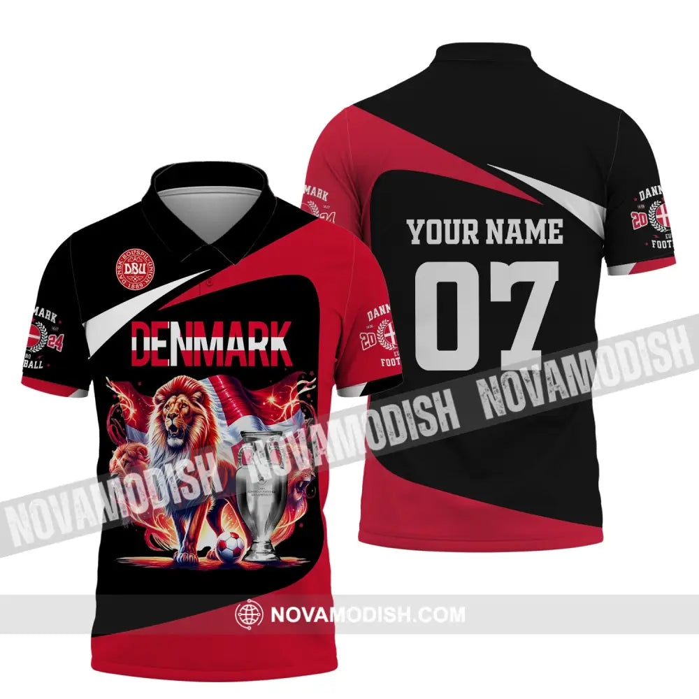 Unisex Shirt Custom Name And Number Denmark Football Euro 2024 Polo Long Sleeve / S T-Shirt