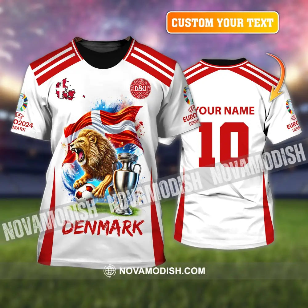 Unisex Shirt Custom Name And Number Denmark Football Euro 2024 Polo Long Sleeve T-Shirt