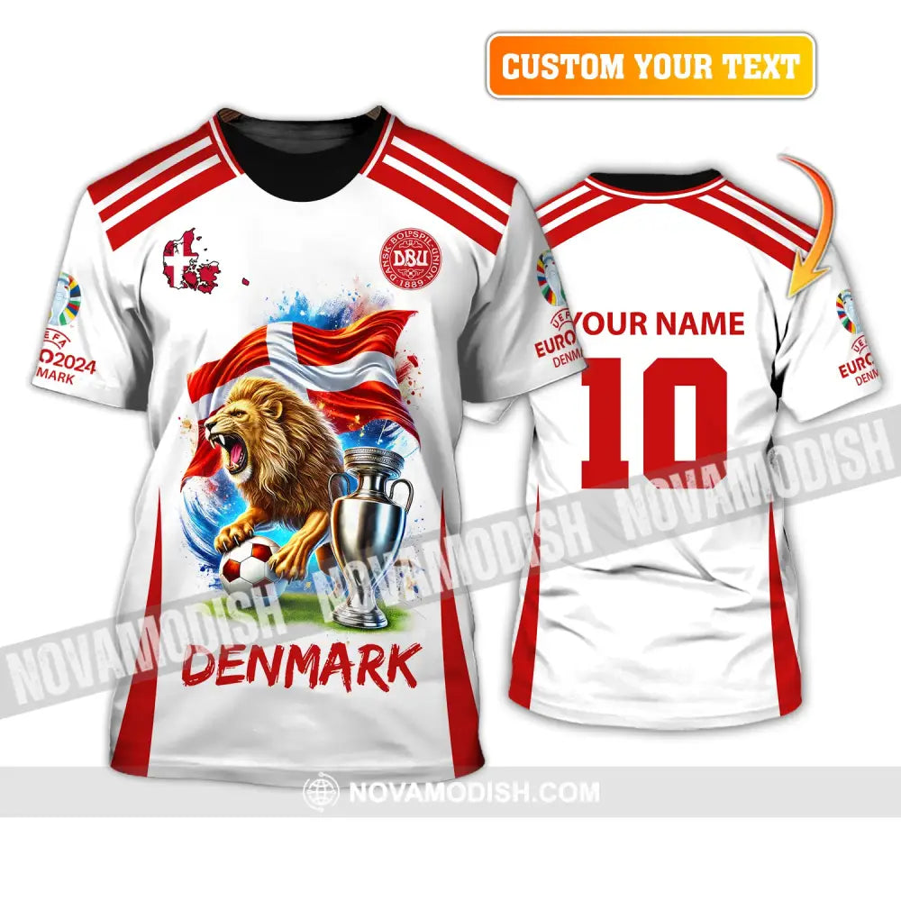 Unisex Shirt Custom Name And Number Denmark Football Euro 2024 Polo Long Sleeve T-Shirt