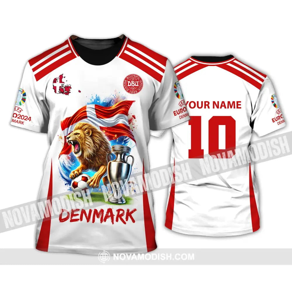 Unisex Shirt Custom Name And Number Denmark Football Euro 2024 Polo Long Sleeve T-Shirt / S