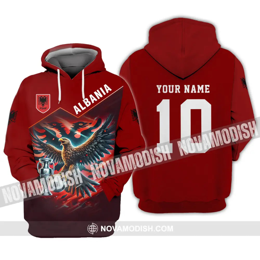 Unisex Shirt - Custom Name And Number Eagle Albania Euro 2024 Team Hoodie / S T-Shirt