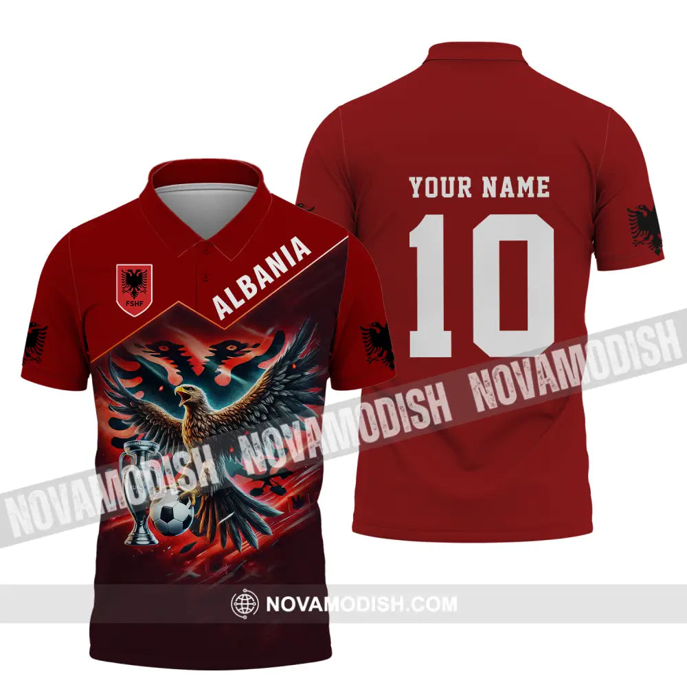 Unisex Shirt - Custom Name And Number Eagle Albania Euro 2024 Team Polo / S T-Shirt