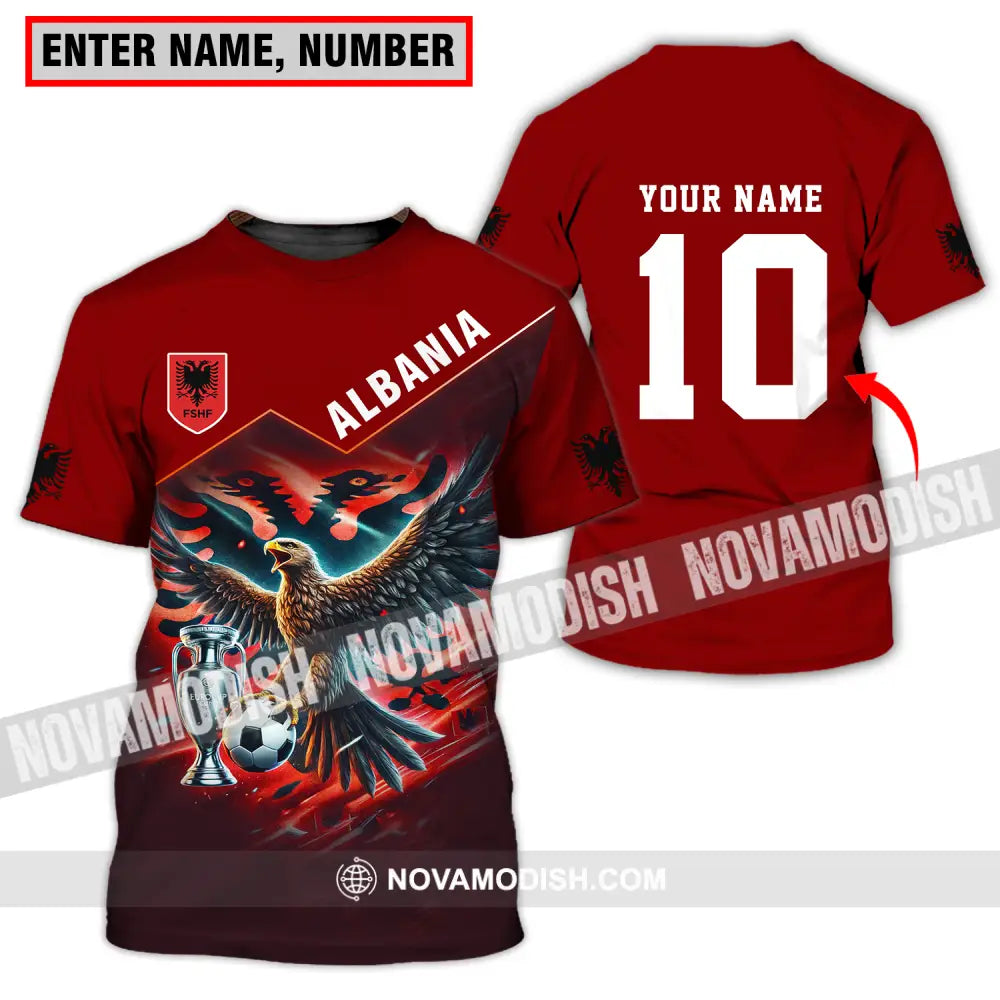 Unisex Shirt - Custom Name And Number Eagle Albania Euro 2024 Team T-Shirt