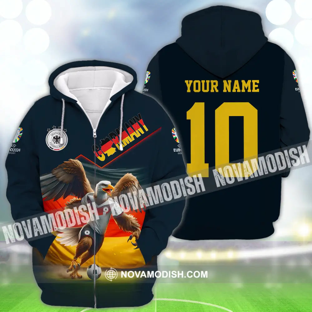 Unisex Shirt - Custom Name And Number Eagle Germany Euro 2024 Zipper Hoodie / S T-shirt