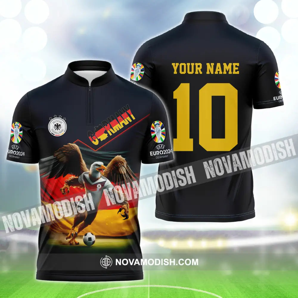 Unisex Shirt - Custom Name And Number Eagle Germany Euro 2024 Zipper Polo Shirt / S T-shirt