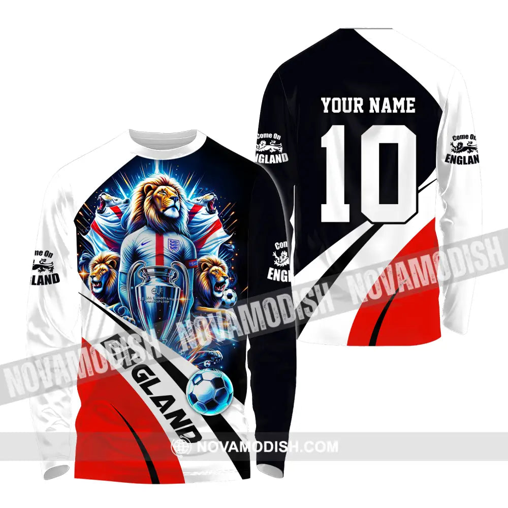 Unisex Shirt - Custom Name And Number England Euro 2024 Shirt National Team Long Sleeve Shirt / S T-shirt