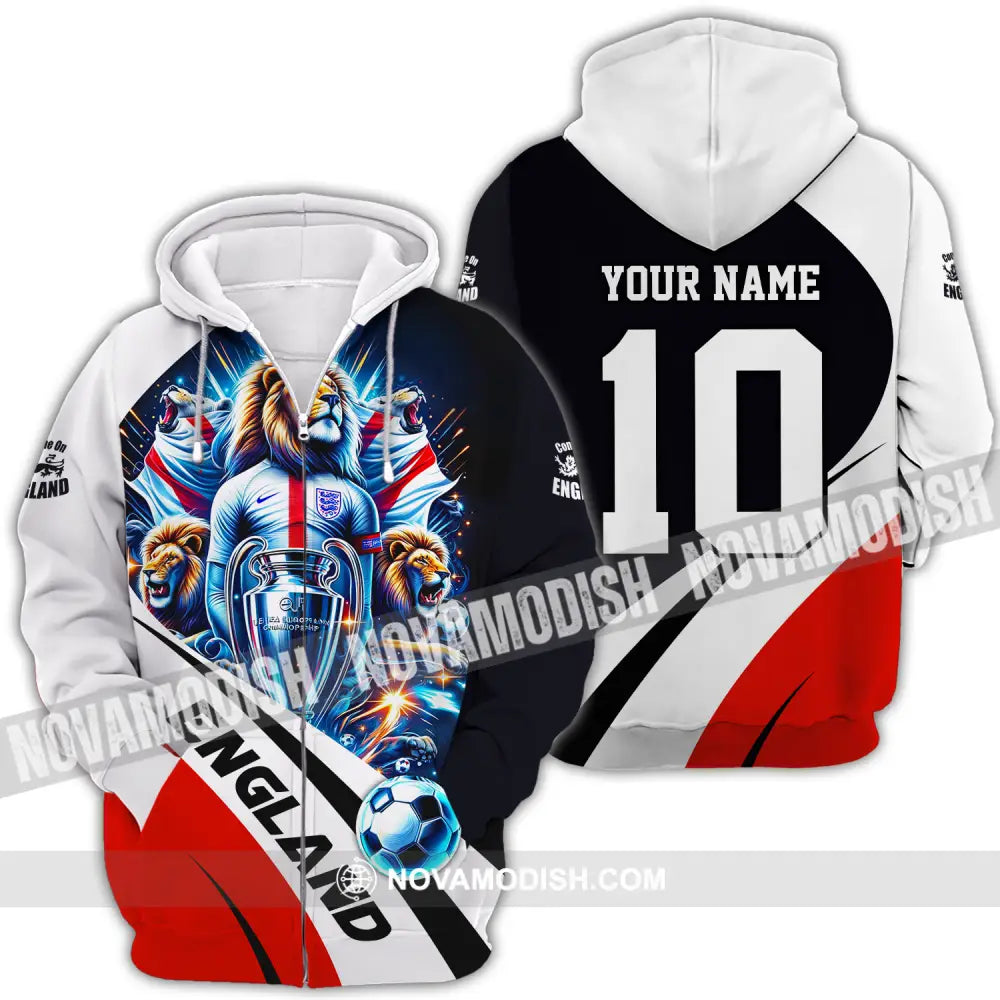 Unisex Shirt - Custom Name And Number England Euro 2024 Shirt National Team Zipper Hoodie / S T-shirt
