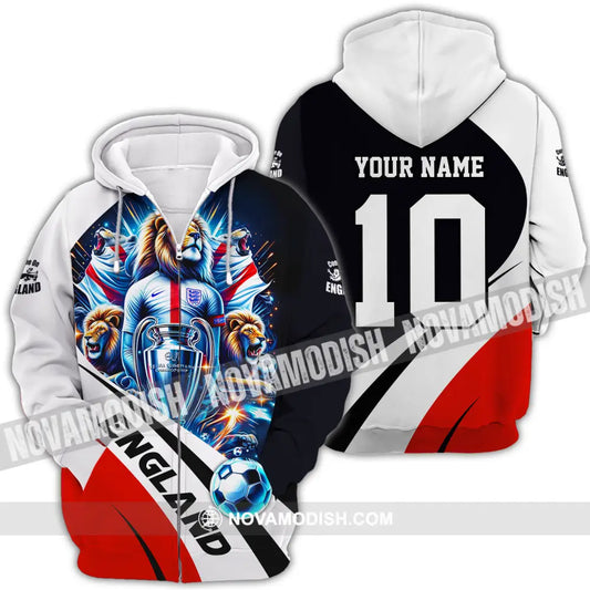 Unisex Shirt - Custom Name And Number England Euro 2024 Shirt National Team Zipper Hoodie / S T-shirt
