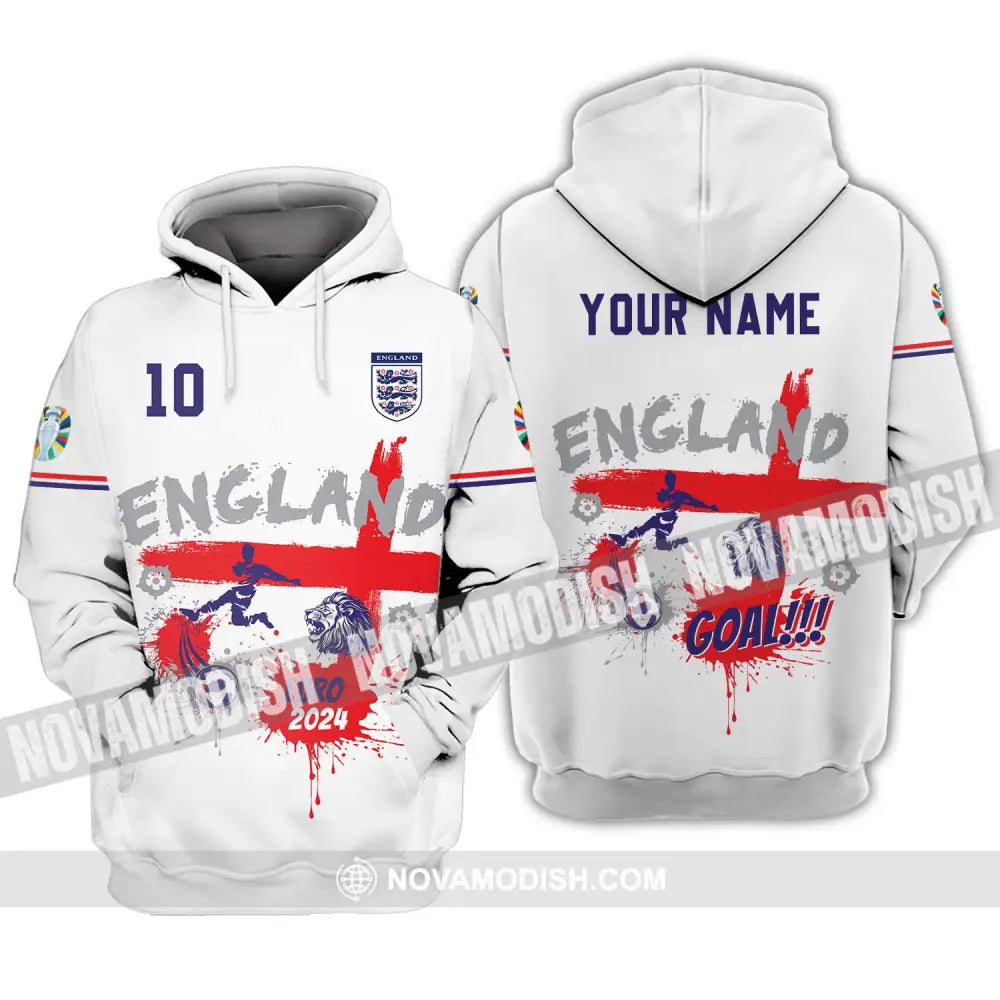 Unisex Shirt - Custom Name And Number England Euro 2024 Team Flag Color Shirt Hoodie / S T-shirt