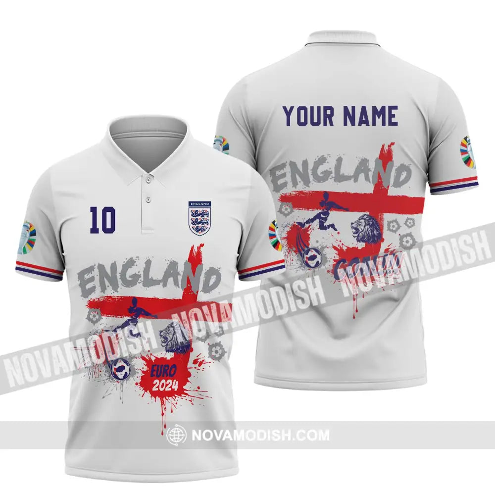 Unisex Shirt - Custom Name And Number England Euro 2024 Team Flag Color Shirt Polo Shirt / S T-shirt