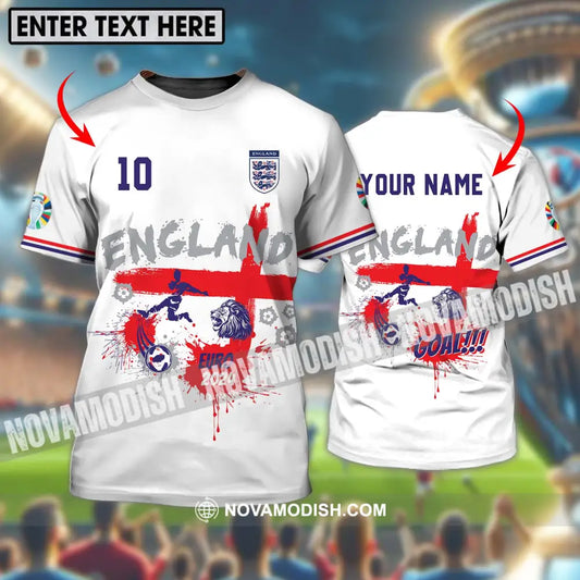 Unisex Shirt - Custom Name And Number England Euro 2024 Team Flag Color Shirt T-shirt